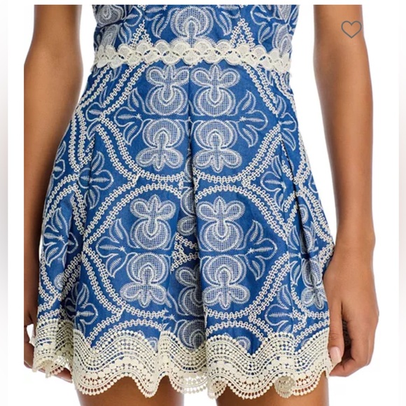 Waimari Cassandra Blue and Cream Lace Mini Dress with Embroidered Detail Size XS - Picture 7 of 12